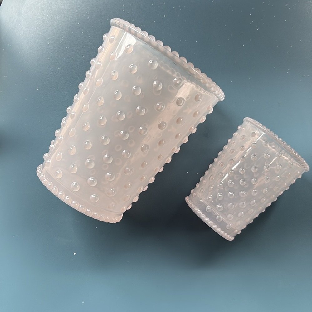 Elegant White Hobnail Glass Set of 2